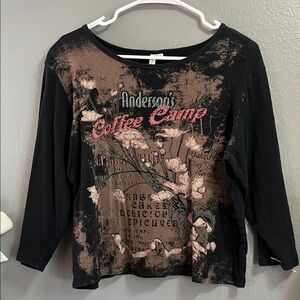 Black Floral Women's Top Anderson's Coffee Camp Short 1x